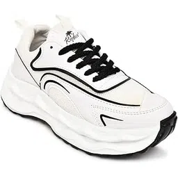 Sneakers for Men | Lightweight & Cushioned Footwear | Casual Sport Lace-Up Shoe with Breathable Mesh SRD-White