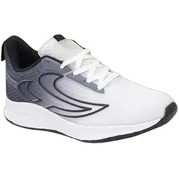 Sneakers White and Grey, Chunky Athletic Running Shoes with Layered Design