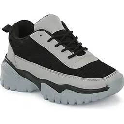 SNEAKERSVILLA Casual Sneaker Shoes Lightweight Soft & Comfortable with Lace-Up Shoes for Women's & Girl's (Black, 3)