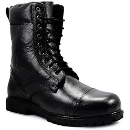 Snow Boot Black Leather 10 INCHES Long Boots with Original Fur. ARTICLE-701C UK 5 to 12