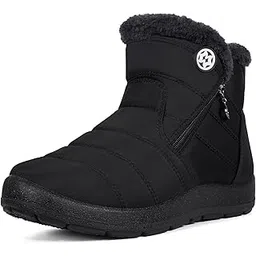 Snow Boots Womens Winter Ankle Boots Ladies Warm Fur Lined Booties Thickening Shoes Zip Flat Sneakers Outdoor Booties