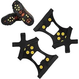 Snow Ice Climbing Shoe Spikes, Wear Resistant 10 Studs Crampons Winter Climbing Shoes Cover for Women for Mountaineering Skiing for Ice Fishing for Men(10 Tooth crampons Non-Slip Shoe Cover [L Size])
