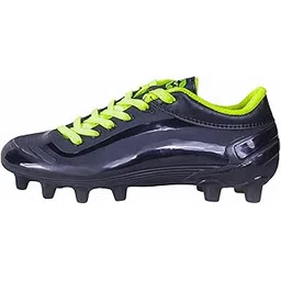 Soccer Cleats with Neon Green Laces, Black Patent Finish, Firm Ground Football Boots