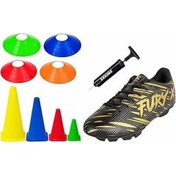 Soccer Training Equipment Combo Pack, Multi-Color Saucer Cones and Marker Cones with Ball Pump and Cleats for Sports Practice, Agility Training