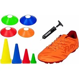 Soccer Training Equipment Combo Pack, Multi-Color Saucer Cones and Marker Cones with Ball Pump and Cleats for Sports Practice, Agility Training