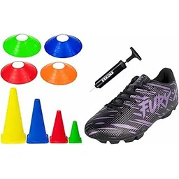 Soccer Training Equipment Combo Pack, Multi-Color Saucer Cones and Marker Cones with Ball Pump and Cleats for Sports Practice, Agility Training