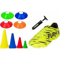Soccer Training Equipment Combo Pack, Multi-Color Saucer Cones and Marker Cones with Ball Pump and Cleats for Sports Practice, Agility Training