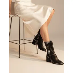 Sole House Women Embellished Pointed Toe Zip Regular Boots