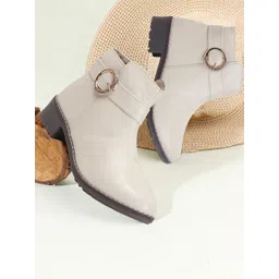 Sole Saga Women Block-Heeled Round-Toe Winter Boots