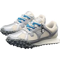 Souled: Chrome Women and Girls Low Top Sneakers | Metallic Silver & White Trainer with Engineered Mesh, TPR Outsole & Cushioned Insole