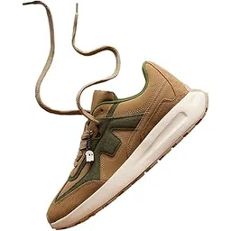 Souled: Olive Grove Men and Boys Low Top Sneakers | Brown & Green Premium Suede Trainer with Breathable Mesh, Cushioned EVA Midsole & Flexible Sole