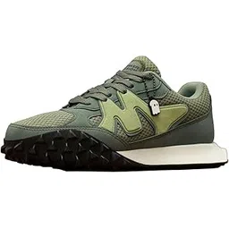 Souled: Outlast Men and Boys Low Top Sneakers | Olive Green & Grey Retro Trainer with Breathable Mesh, EVA Midsole & Durable Outsole