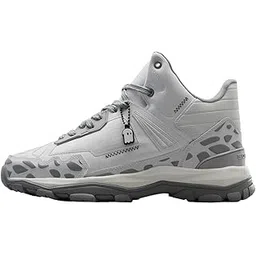 Souled: Viper Men and Boys Mid Top Sneakers | Light Grey & Black Streetwear Trainer with Viper Scale Pattern, Chunky Sole & Padded Ankle Support