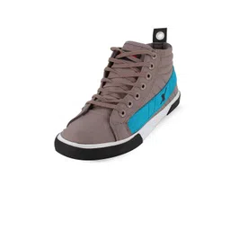 Sparx Men Grey & Blue Colourblocked Canvas Mid-Top Sneakers