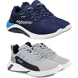 Sport Shoes Running Shoes for Men - Combo Pack of 2 (Blue, Grey)