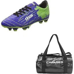 Sports Bag Adena Black with Gowin Football Shoe Crush Blue Green Size-8