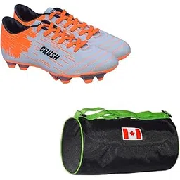 Sports Bag Toronto Large Black with Gowin Football Shoe Crush Silver Orange Size-9