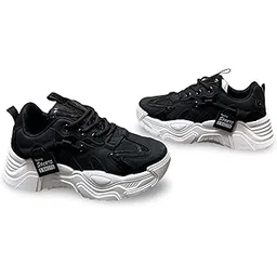 Sports Racing Chunky Sneakers, Mesh Athletic Shoes with Platform Sole Casual Shoes for Womens