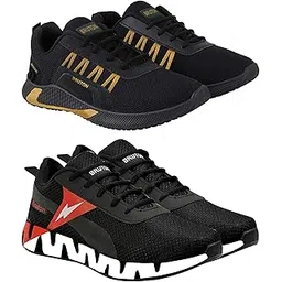 Sports Running Shoes Lace-up Causal Walking Shoes for Men's & Boy's - Combo Pack of 2