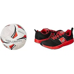 Sports Training Shoe Bright Black Red Size 10 With Triumph Handball Rubberised Junior