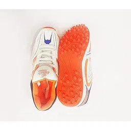 Sportsworld Men, Boys Lordstown Cricket Shoes/Studs Sports Shoes, (Orange & White Multicolor), 1 Pair, (Size: 12)