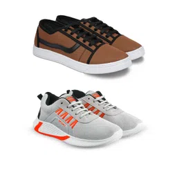 Spotwalk Men Pack Of 2 Mesh Running Shoes