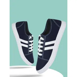 Spotwalk Men Striped Canvas Regular Sneakers