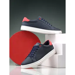 SPYKAR Men Textured Comfort Insole Contrast Sole Lace-Up Sneakers