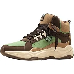 Star Wars Yoda Men High Top Sneakers Stylish PU and Microfibre Suede Casual Shoes Lightweight Breathable Comfortable Cushioned Sole Streetwear Sneakers