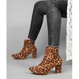 Statement Ankle Boots with Bold Print and Comfortable Block Heel Boots For Women