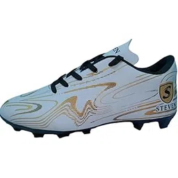 Steven Football SHOS Synthetic PVC Sole Black Golden Football Studs Shoes