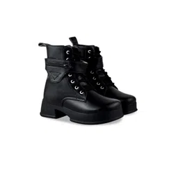 Stylestry Women Casual Block-Heeled Biker Boots