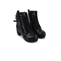 Stylestry Women Casual Block-Heeled Biker Boots