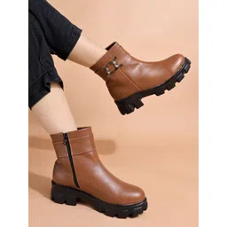 Stylestry Women Casual Block-Heeled Chunky Boots