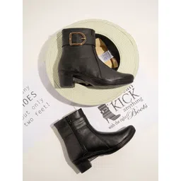 Stylestry Women Casual Block-Heeled Monk Boots