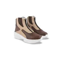 Stylestry Women Colourblocked Casual Platform-Heeled Chelsea Boots