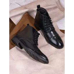 Styli Men High Top Faux Leather Lace Up Boots