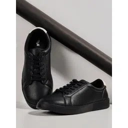 Styli Men Low Top Faux Leather Lace Up Sneakers