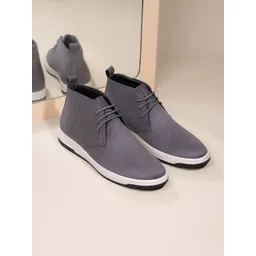 Styli Men Mid Top Faux Leather Casual Lace Up Boots