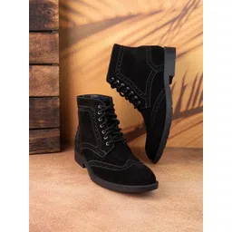 Styli Men Suede Leather Brogue Boots