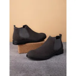 Styli Solid Suede Leather Chelsea Boots