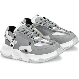 Stylish & Comfortable Casual Shoes for Men & Women | Lightweight Sneakers | Breathable Walking & Running Shoes Grey