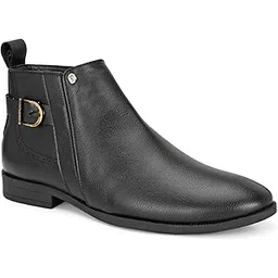 Stylish Black Ankle Boots for Women | Buckle Detail EPJT6605_PA