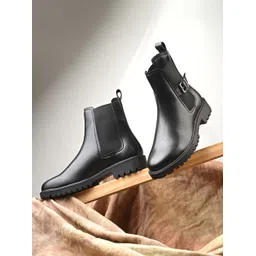 Stylish Black Buckle details Trendy Casual Boots for Women Boots For Women