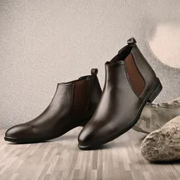 Stylish Brown Synthetic Leather Chelsea Boots For Men Boots For Men