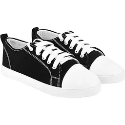 Stylish Casual Sneakers for Women | Lightweight Canvas Shoes with White Toe & Lace-Up Design | Everyday Comfort Walking Sneakers