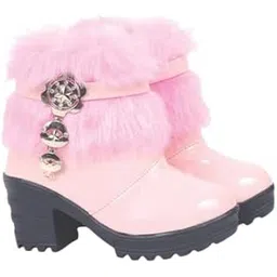 Stylish Furry Ankle Boots with Embellished Buckles, Chunky Heels