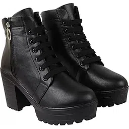 Stylish Trendy Amazing Design Women's & Girls Ankle Length Block Heel Black Stylish and Fashionable Boots Side Zip | Stylish Latest & Trendy Boots for Casual Wear, Office Wear