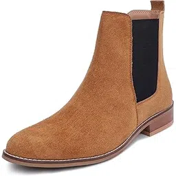 Suede Leather Chelsea Boots for Men | High Ankle Boots, Soft Cushioned Insole, Slip-Resistance, Arch Support & Shock Absorption