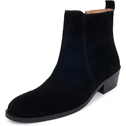 Suede Leather Chelsea Boots for Men with Zip Fastening | High Ankle Boots, Soft Cushioned Insole, Slip-Resistance